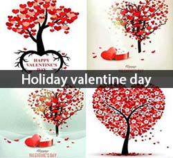 10个情人节专用矢量素材：Holiday valentine day background with tree and